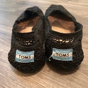 Toms Black Lace Slip-Ons